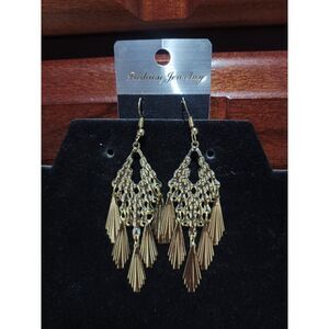 Gold-Toned Bohemian Chandelier Earrings w/ Dangles